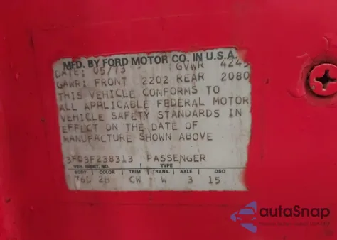 1973 Ford Mustang z USA, uszkodzony, nr VIN 0000003F03F283813